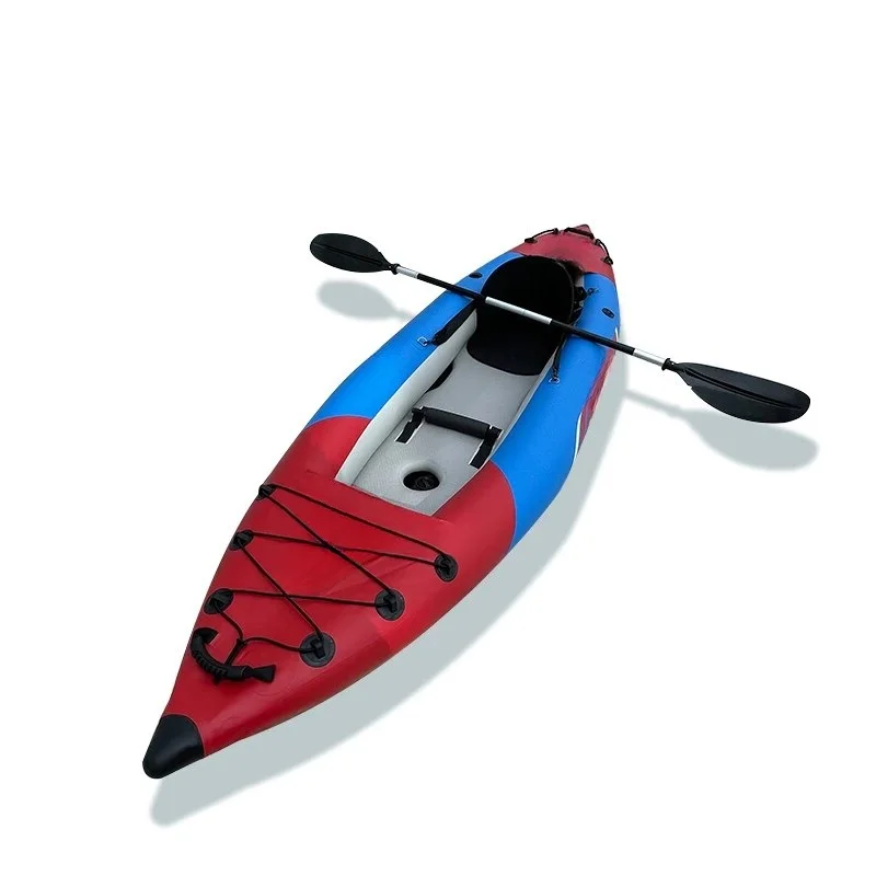 Kayak de pesca de PVC, Kayak inflable de agua blanca, Kayak de carreras con suelo de alta presión y asientos acolchados de EVA con respaldo alto Sup