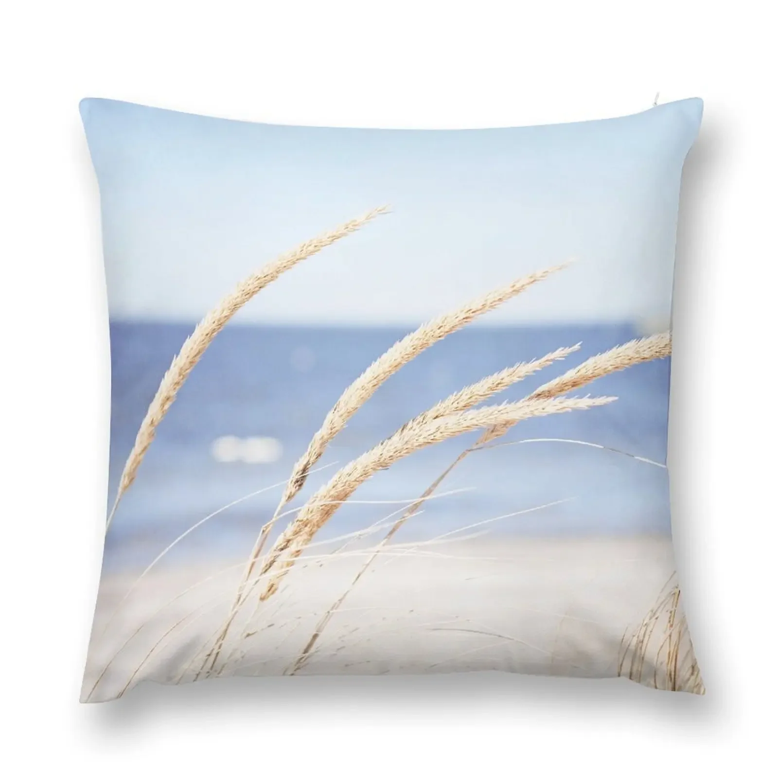 Beach Grass Blue Coastal Seashore Photography Throw Pillow Pillowcases Christmas Pillow Covers pillow