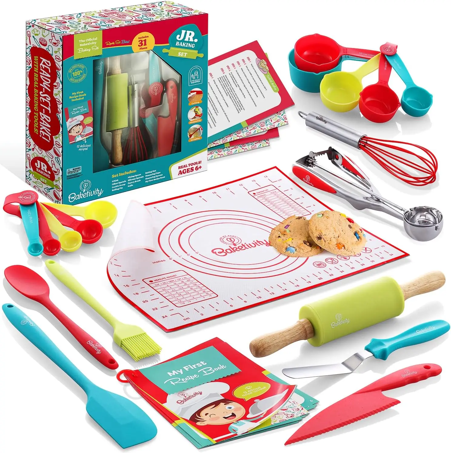 

Kids Cooking & Baking Set with Kids Knife & Real Cooking Utensils - Kid Safe Knife & Cooking Tools - Kids Baking Set Gift