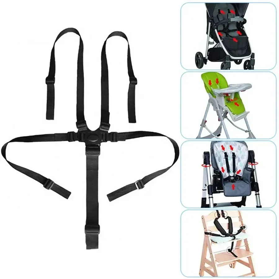 Cinturones de seguridad de cinco puntos para bebé, cinturón Universal de protección para niños pequeños, asiento para el almuerzo, cinturones fijos para dormir en coche, accesorios para cochecito de bebé