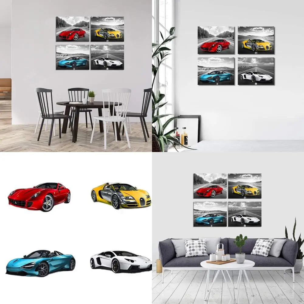 

Художественный постер с автомобилем в рамке для мужской спальни, спортивного декора для мальчиков, подарков для офиса и подростков - большой настенный декор, готовый к повестке