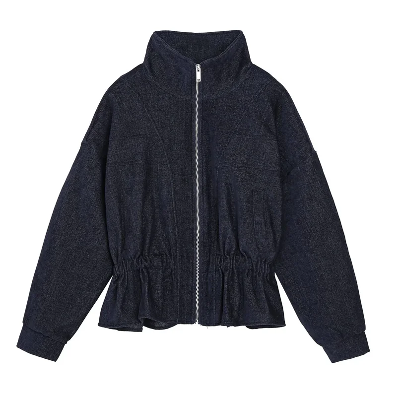 Guobioziy 2026 Women Casual Two Piece Set Ruffle Trim Zip Up Track Jacket Straight Leg Pants Cozy Autumn Winter Street Style New