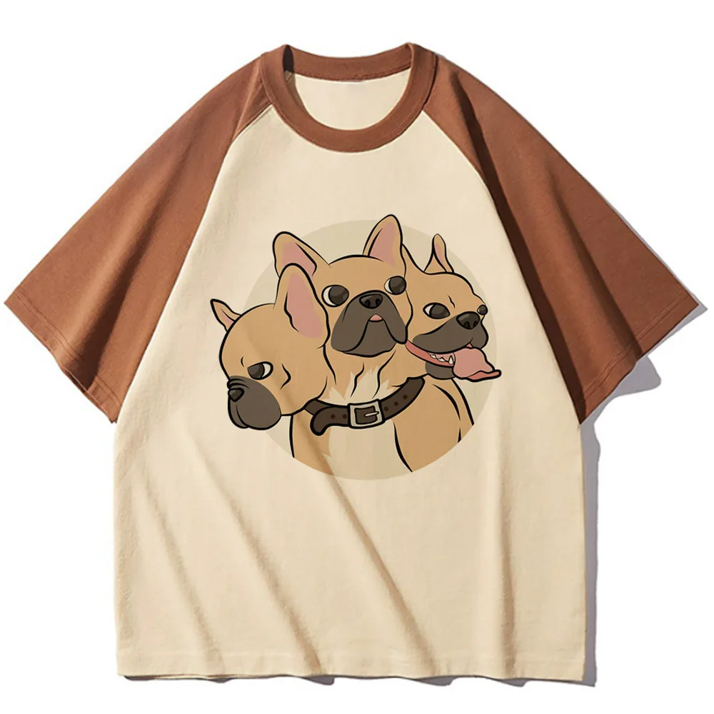 Bulldog t-shirts women breathable modern style crew neck Tee female designer Japanese clothing