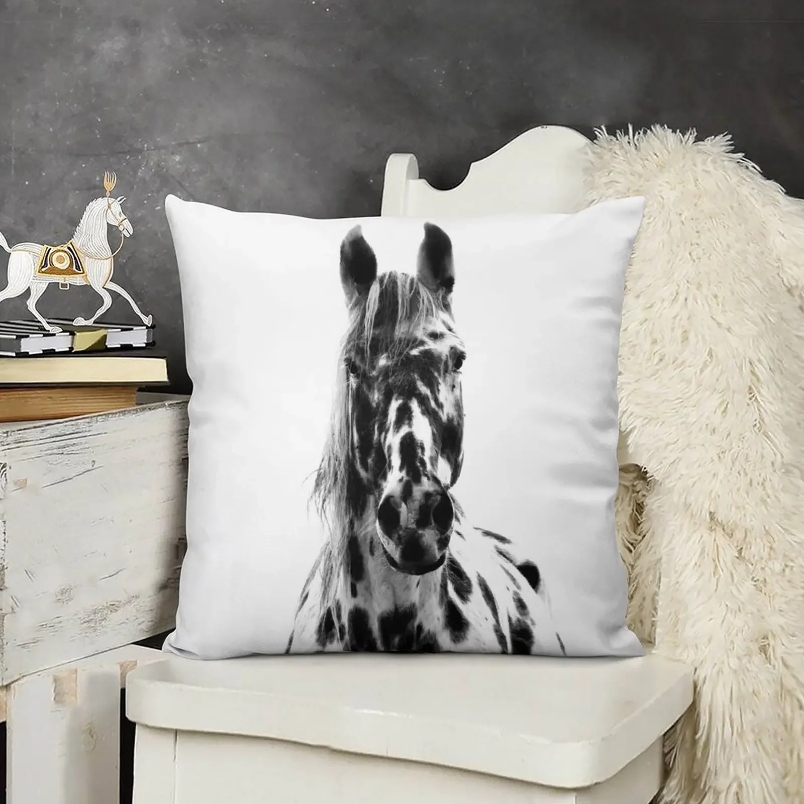 

Appaloosa in Black and White Throw Pillow pillow cover christmas Cushions For Children pillow