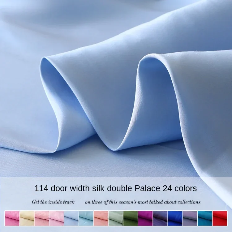 Solid Color Silk Double Palace Fabric Structured Mulberry Silk Double Palace Fabric Yarn-dyed Double Palace Fabric SilkClothing