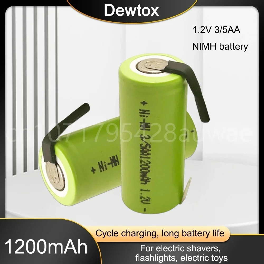 Batterie aste avec broches de soudage, adaptée à tous les types d'instruments électroniques, cellule Ni-Mh, 1.2V, 3 AA, 5AA, 1200mAh