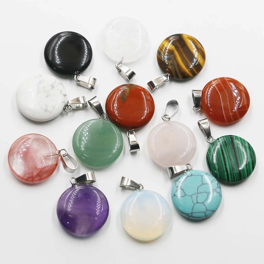 

Natural Stone Round Crystal Agate Necklace Pendant Earrings Charm Fashion Jewelry Gift Accessories Wholesale 24Pcs Free Shipping