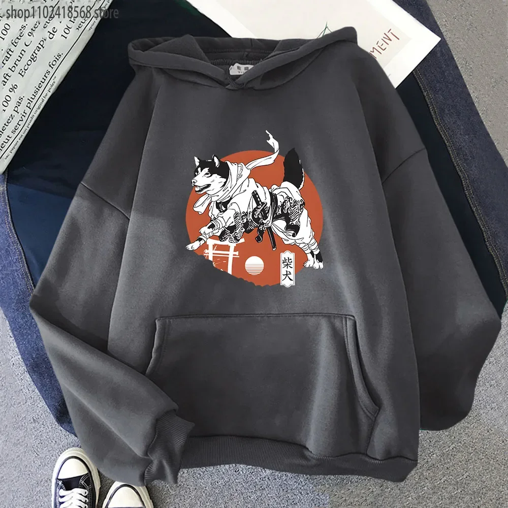 Vagabond Shiba Ronin Hoodies Vrouwen/Heren Cartoon Grappig Sweatshirt Hond Casual Fleece Lange Mouw Sudaderas Winter Vrouwen Kleding