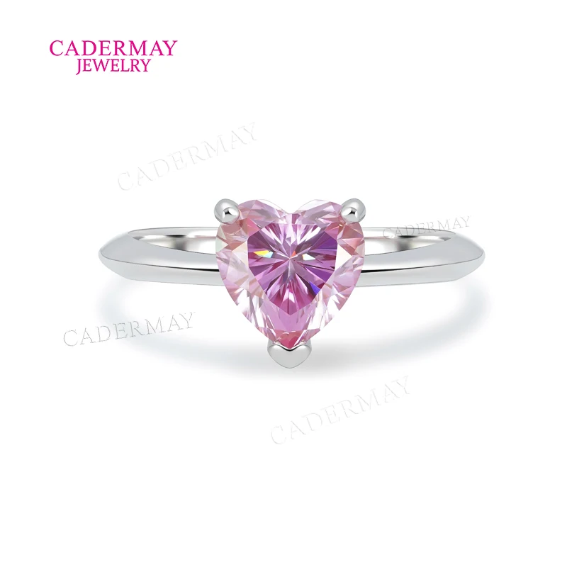 

Pass Diamond Tester 925 Silver 2ct 8x8mm Heart Shape Pink Moissanite Diamond Wedding Engagement Solitaire Ring For Women Gift