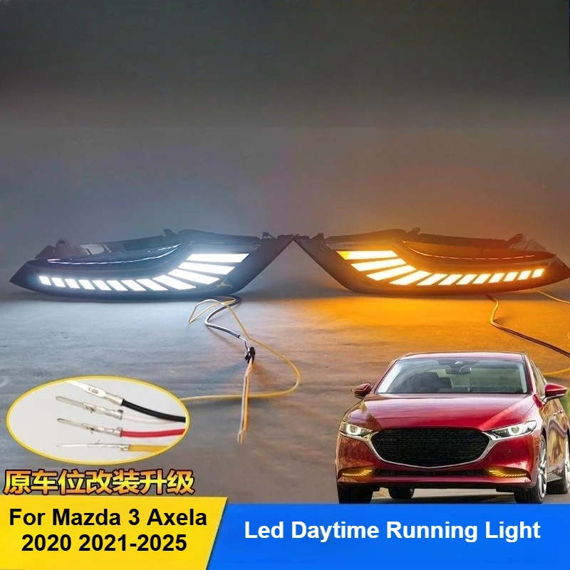

For Mazda 3 Axela 2020 2021-2025 Led Daytime Running Light Front Fog Lamp DRL Dymanic Turn Signal Lamp Modification Accessories