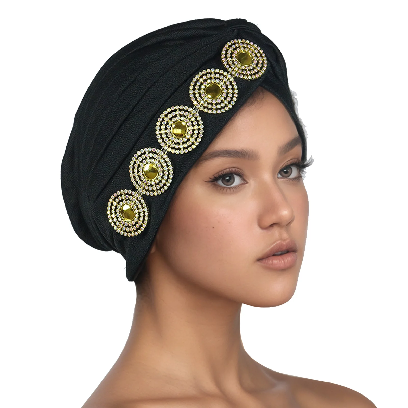 

Indian Women Chemo Cap Muslim Diamonds Hijab Pleated Turban Wrap Headscarf Beanies Hair Loss Bonnet Hat Femme Turbante Mujer