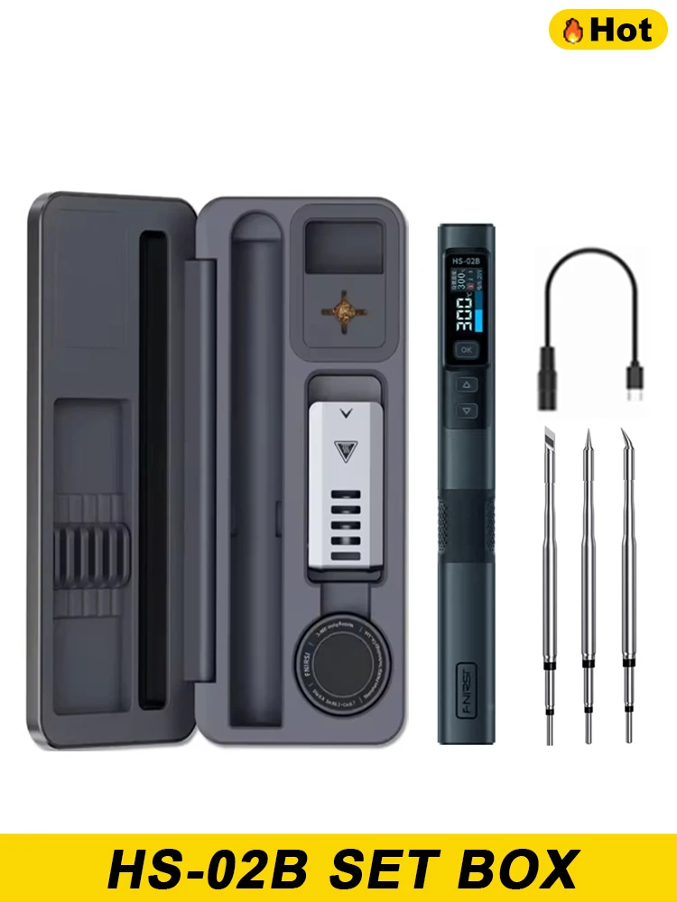 FNIRSI HS-02 Soldering Iron Smart Sleep IPS Color Display Screen 100-450℃ Soldering Rework Station PD100W Portable Repair Tool image 3