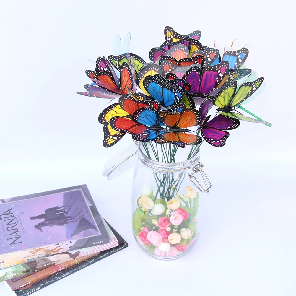 

24 PCS Simulated Dragonfly Insertion Decoration Decorations Stakes for Garden Insect Artificial
