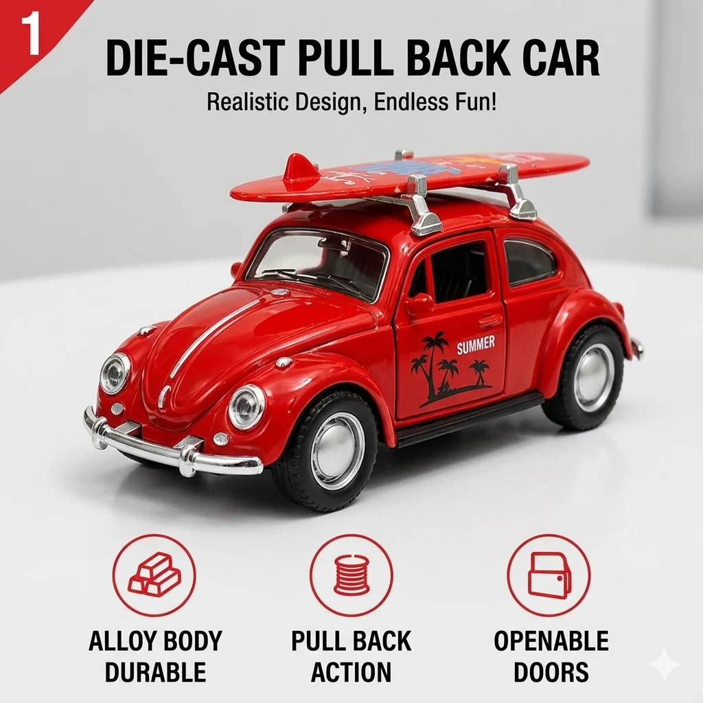 Fashionable Alloy Pickup Truck Mini Car Model with Pull-Back Action Durable Plastic/Metal No Battery Required Ideal Gift for Car