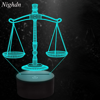 Gift for Lawyer Legal Balance LED Night Light 7 Color Changing USB Table Lamp Bedroom Decoration Nightlight Child