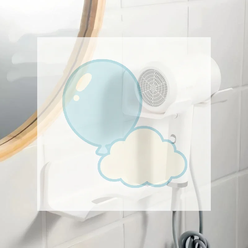 Hair Dryer Storage Rack Non-Perforated Self Adhesive Waterproof Wall Mount Holder for Home Bathroom Organizer