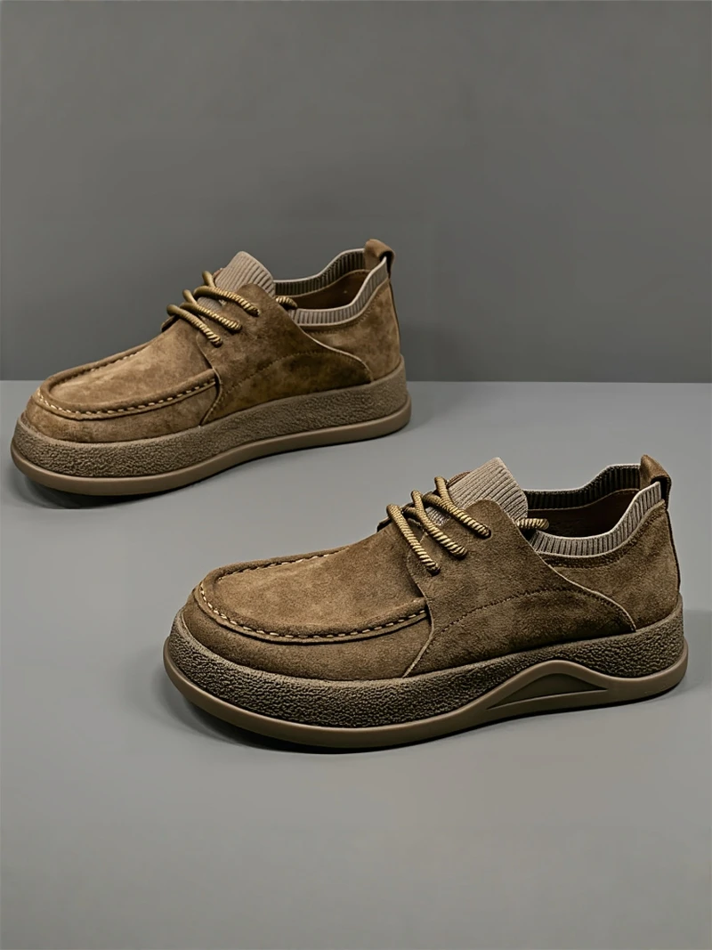 

Мужские повседневные спортивные туфли из мягкой кожи Nubuck в стиле ретро, весна 2026, новый тренд, брендовые, премиум-класса, комфортные, универсальные