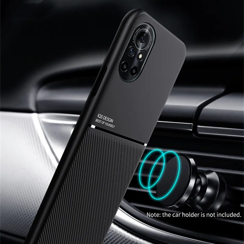 Matte Leather Texture Car Magnetic Holder Silicone Case For Huawei Nova 2i 3i 5 i 6 6se 7 7i 7se 8 Pro SE Shockproof Cover Coque