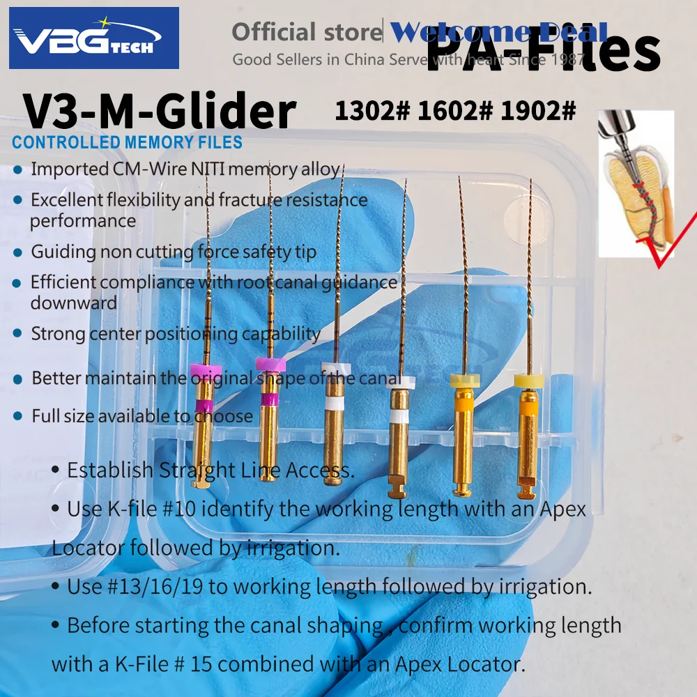Dental PA Nitinol Rotary Files Heat-Activated 19/21/25/31mm Universal Engine Anti-Fatigue Endodontic Root Canal Files 13#16#19#