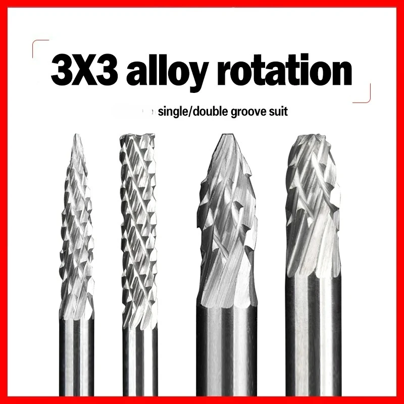 

Grinding Head 3MM Hard Alloy Burrs Sets Mini Drill Diamond Burs Material Dremel Accessories CNC Tools