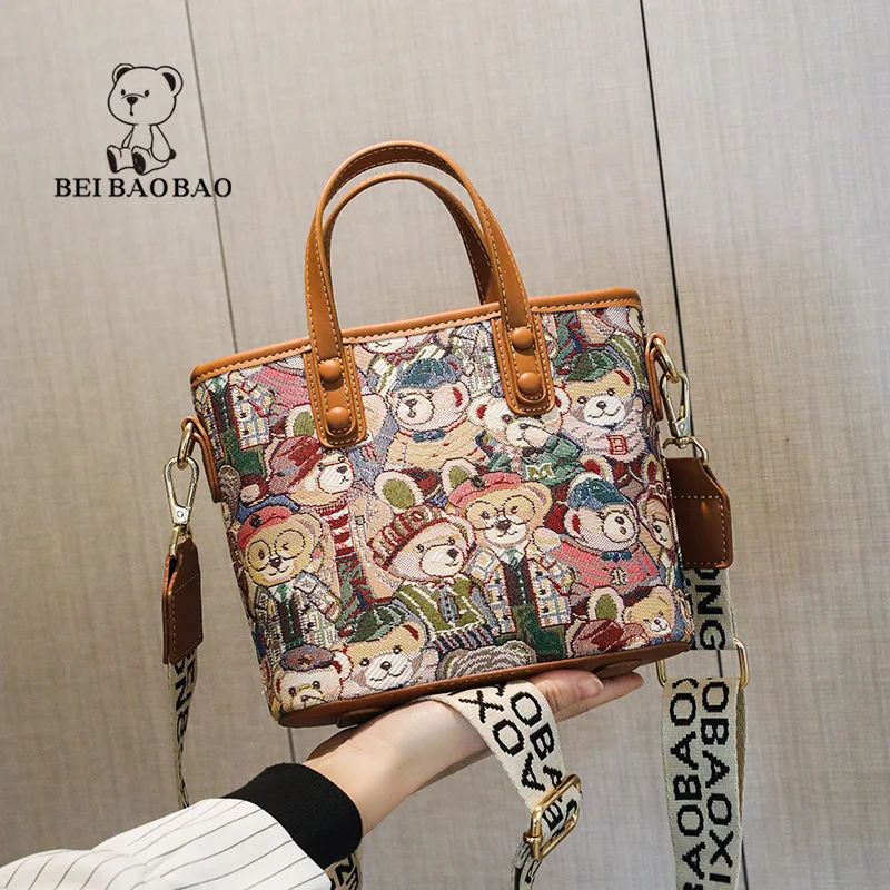 BeiBaoBao Brand handbags for women luxury designer hand Bag women 2023 trend totes Bear print shoulder crossbody bag for women