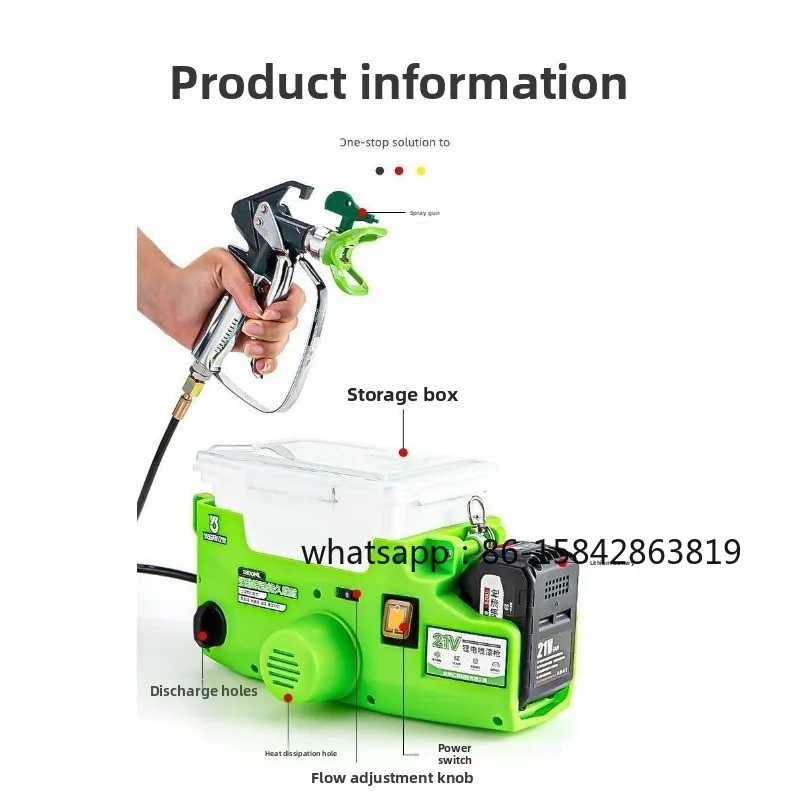 New Plunger Type Convenient Electric High Pressure Airless Handheld Lithium Battery Sprayer Latex Paint Multi-functional Small