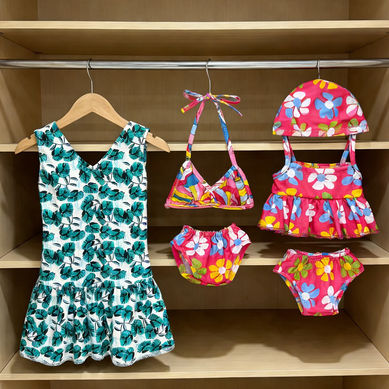 인형 토크 여름 비키니 의류 패션 수영복 맞는 43cm, 새로운 아기 리본 인형 3 스타일 녹색 잎 일치 액세서리 소녀용