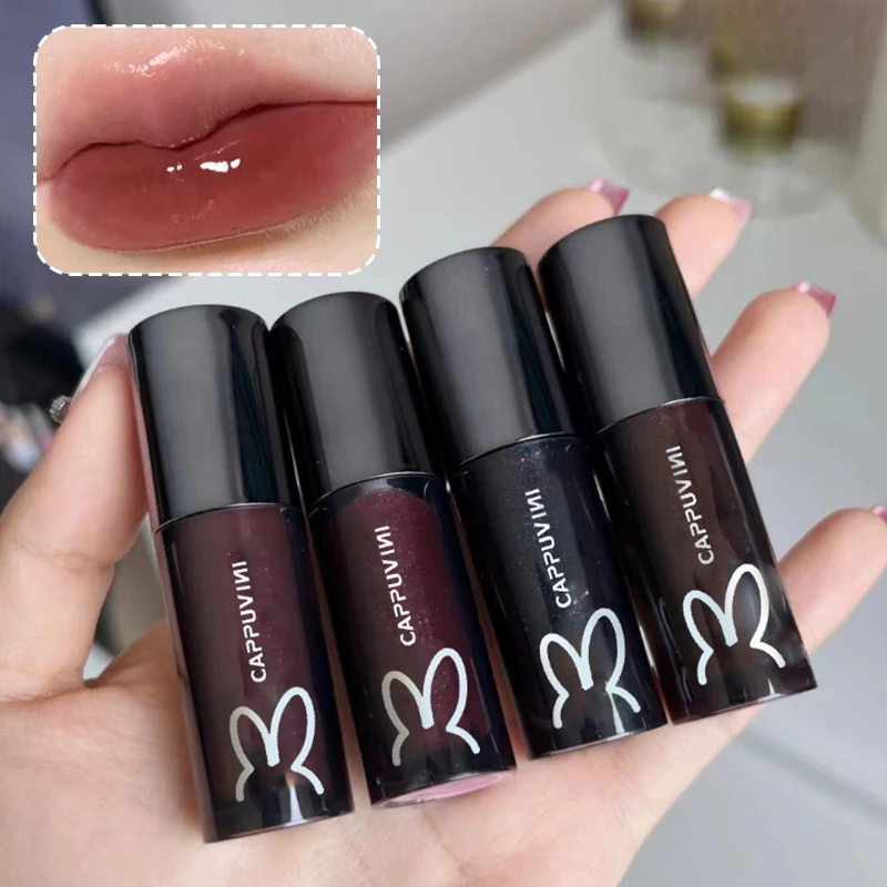 ลิปกลอสเนื้อเจลลี่คริสตัล Cappuvini ใหม่ 1 ชิ้น - สีติดทนนาน เงางามดุจกระจก ลิปสติกเนื้อลิควิด