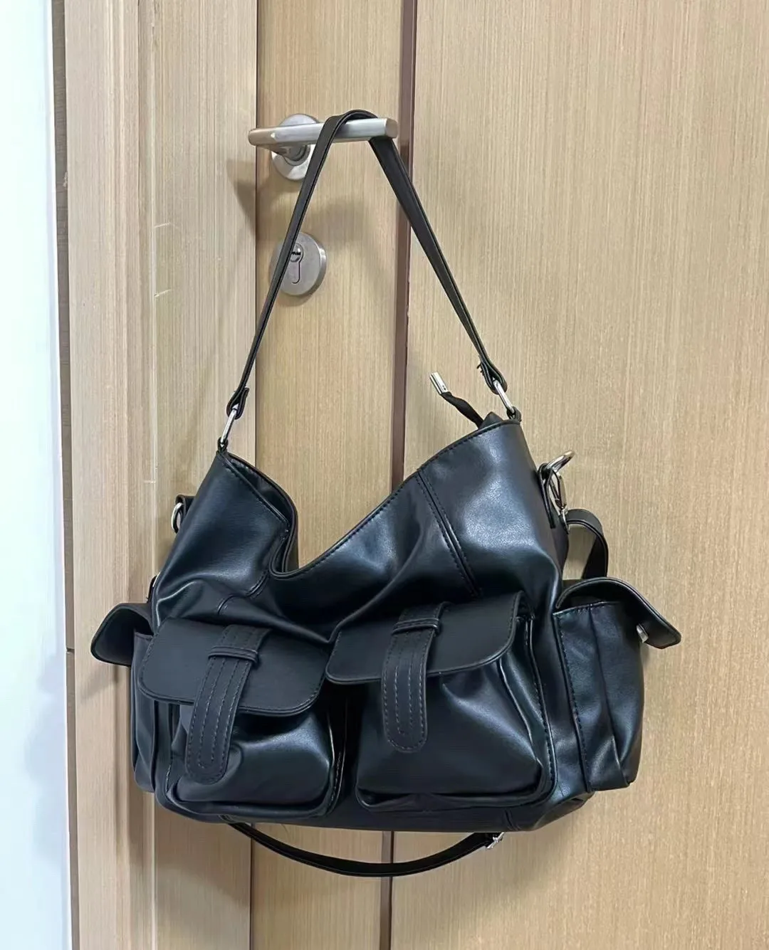 Borsa a tracolla da donna in morbida pelle PU borsa a tracolla femminile nera di grande capacità borsa a tracolla Casual per donna borsa grande bolsa