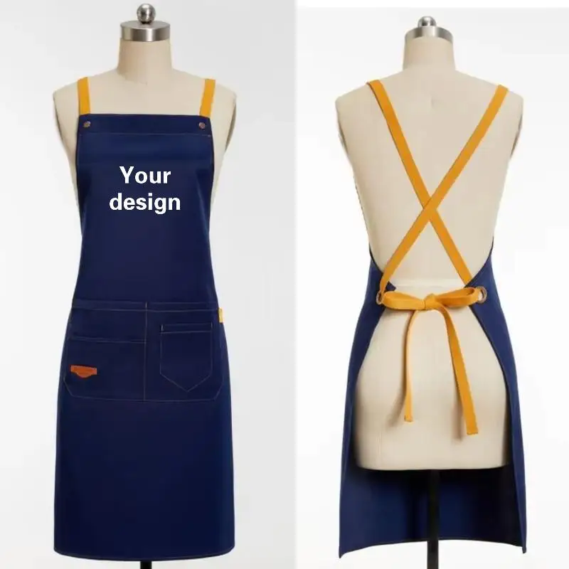 Men's And Women's Canvas Aprons Printed Logo Personalized Custom DIY Restaurant Kitchen Catering Service Hotpot Cake Shop Apron