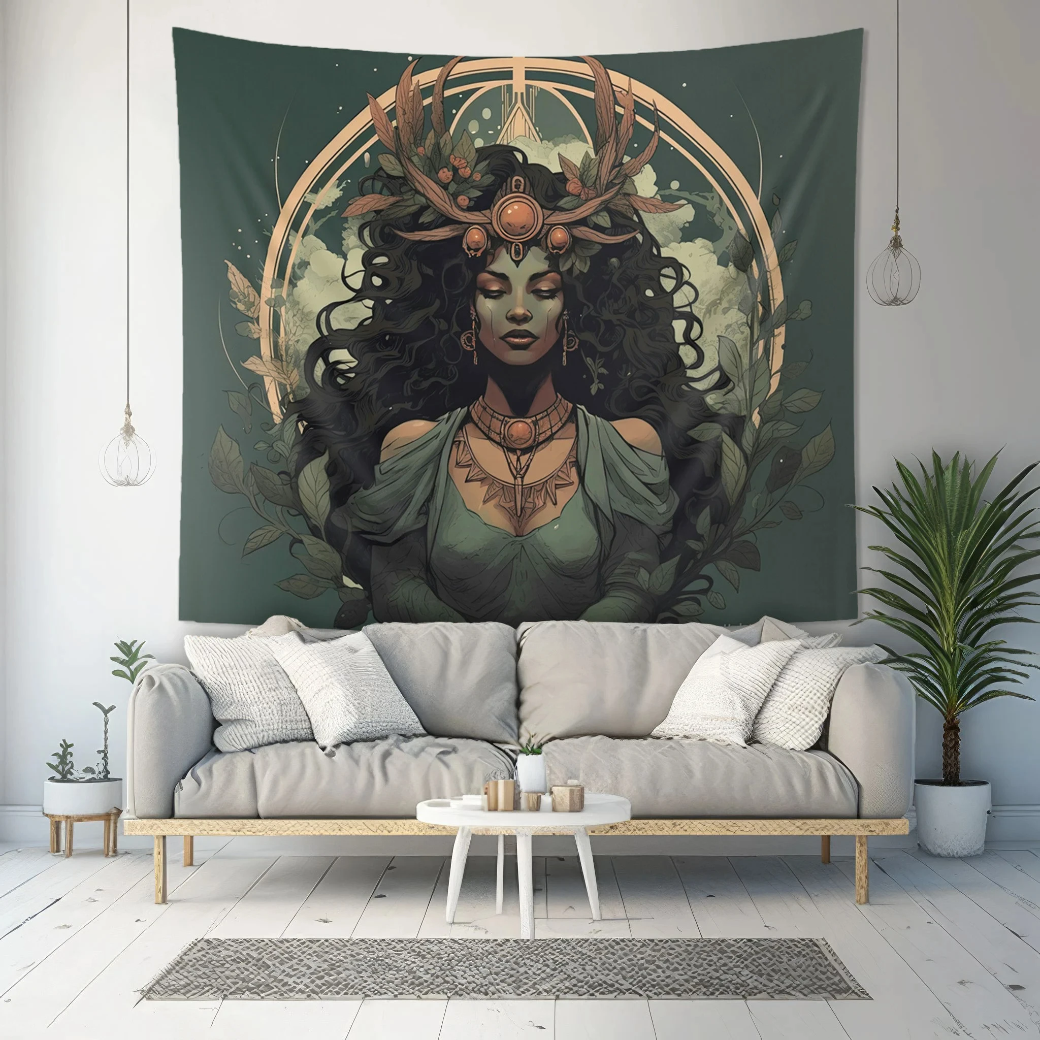 VIKAMA Retro Earth Goddess Tapestry Forest Series Mysterious Background Cloth Dark Healing Living Room Room Decoration