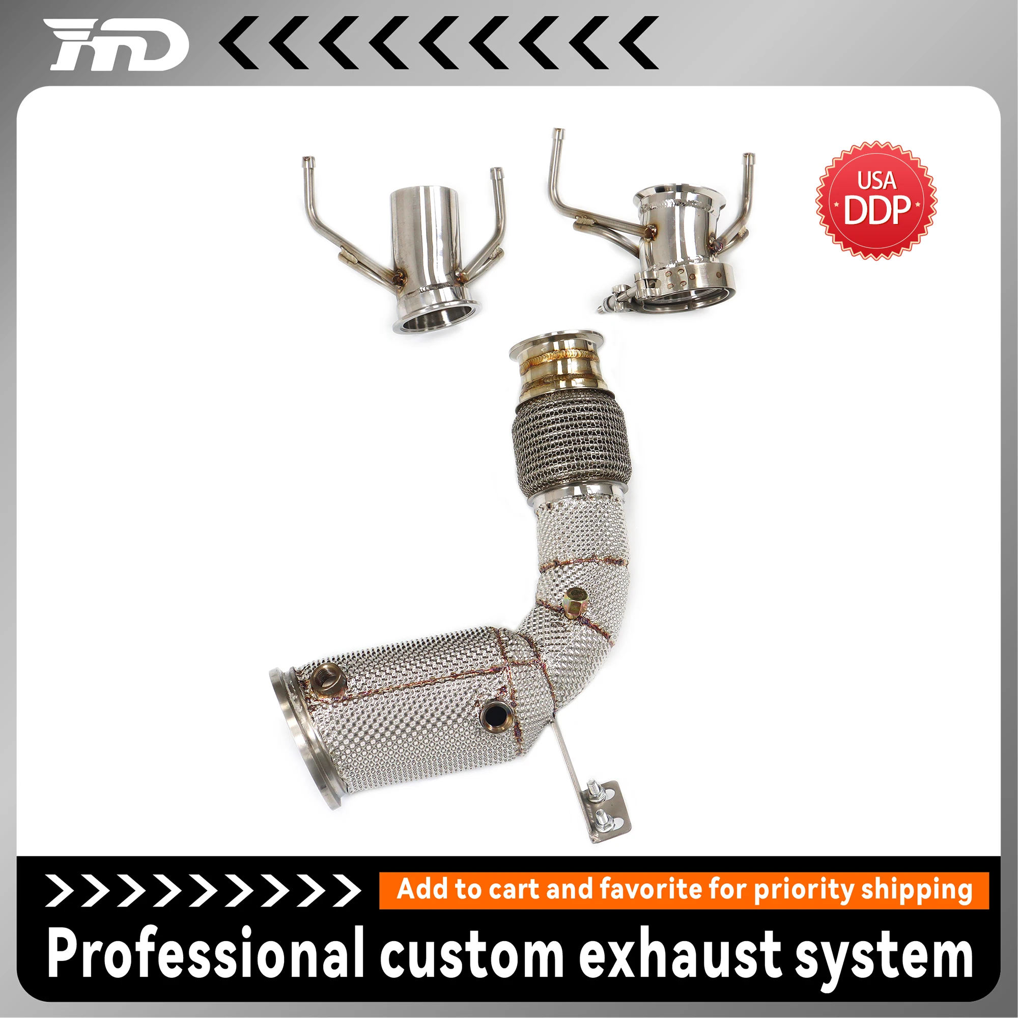 

Exhaust System High Flow Performance Downpipe for BMW 118i F40 B38 1.5T With Heat shield HMD for car