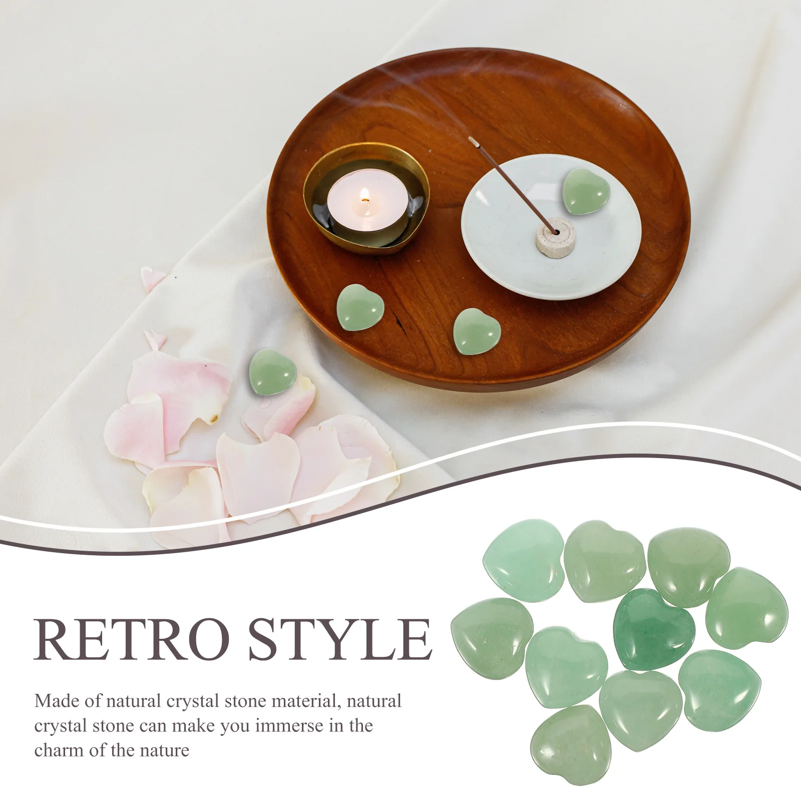 

10Pcs Heart Shaped Crystal Stone Ornament Natural Stone Craft Decor for Home Office Desk Tabletop Indoor Decorative Artwork