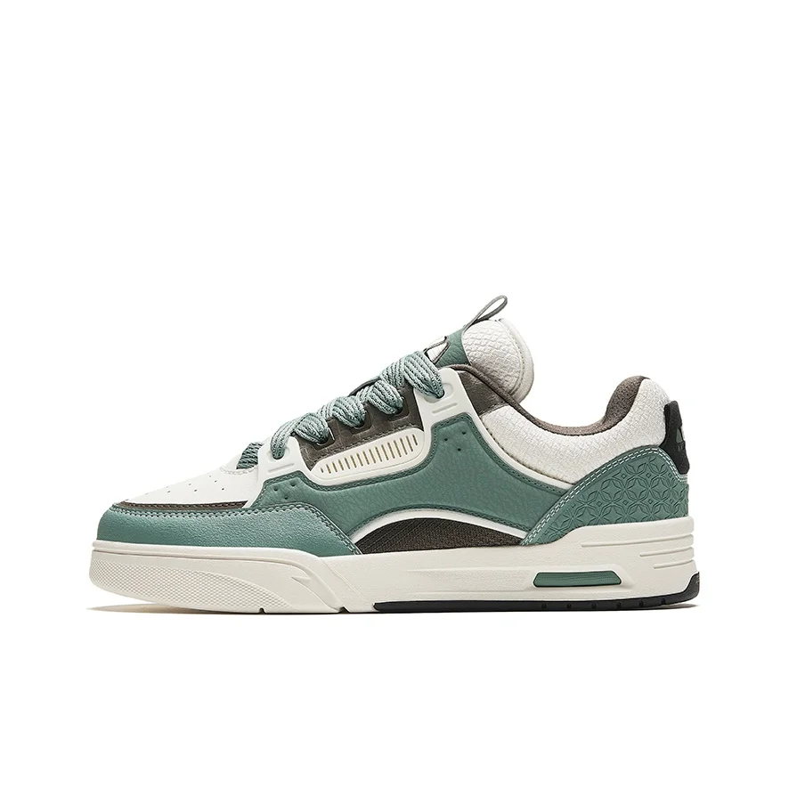 Anta AOJIE Cushioning, Wear Resistant Low top Skateboard Shoes Men's Green White Brown 112448040R-6