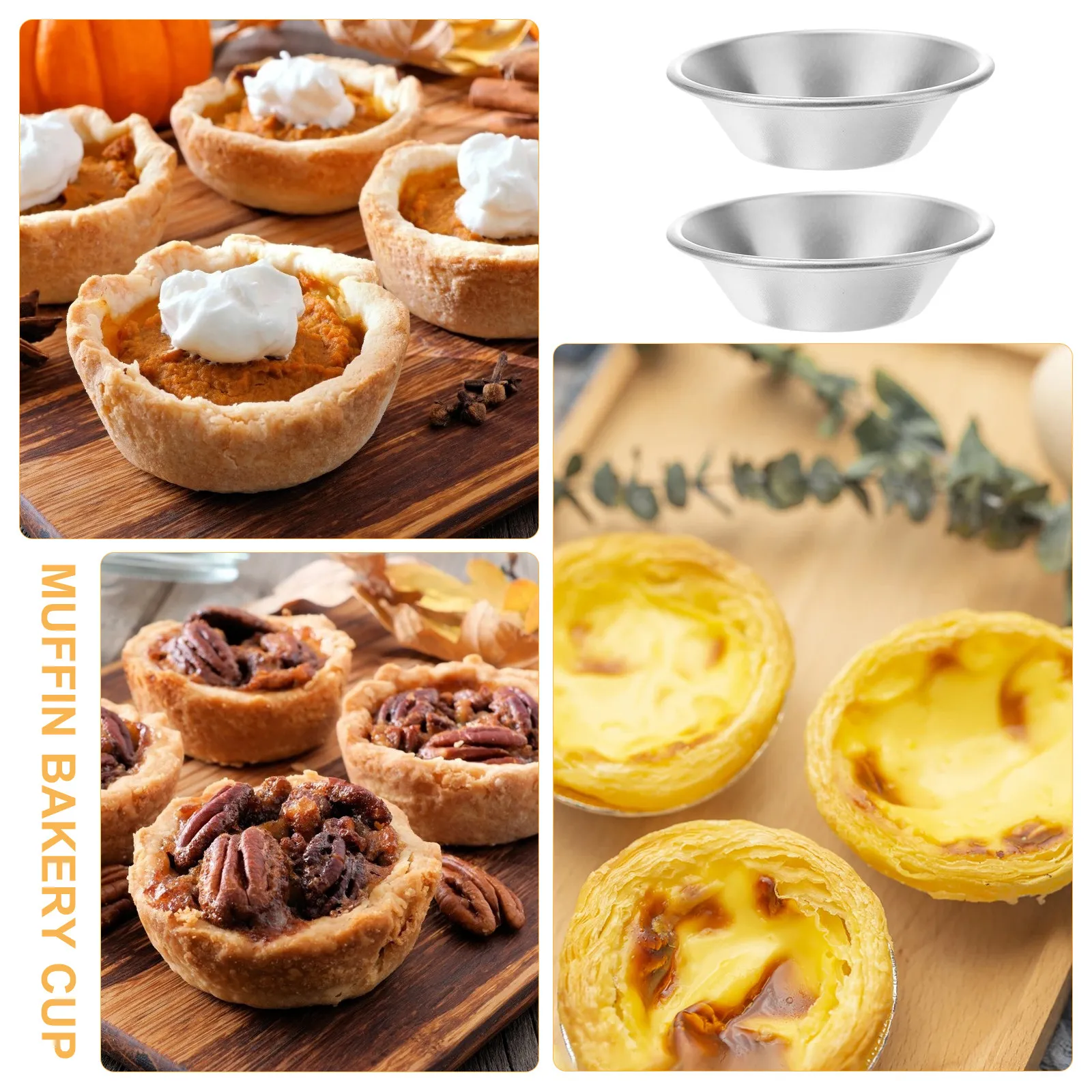 25Pcs Aluminum Alloy Egg Tart Pans Non Stick Mini Pie Molds Round Baking Cups for Cheesecake Muffin Cupcake Cookie