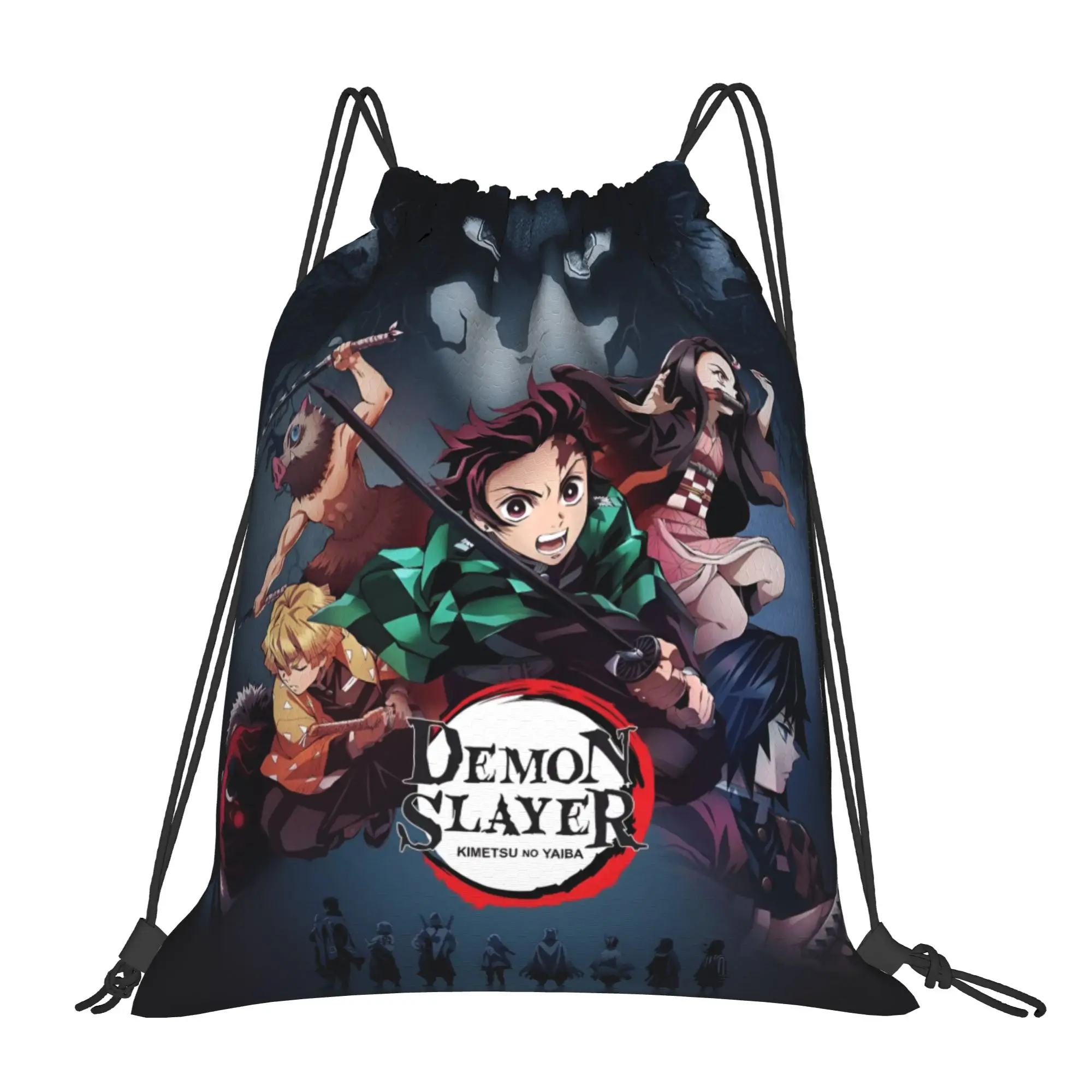 Custom D-Demons Slayers Drawstring Backpack Women Men Sport Gym Sackpack Portable Unique Anime Cartoon Comic Shopping Bag Sack