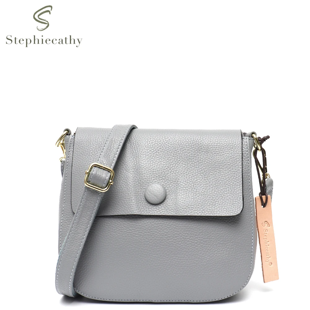 SC Small Leather Flap Pouch Sling Bag Women Cover Snap Button Buckle Belt Shoulder&Crossbody Handbags Ladi Cowhide Fashion Purse