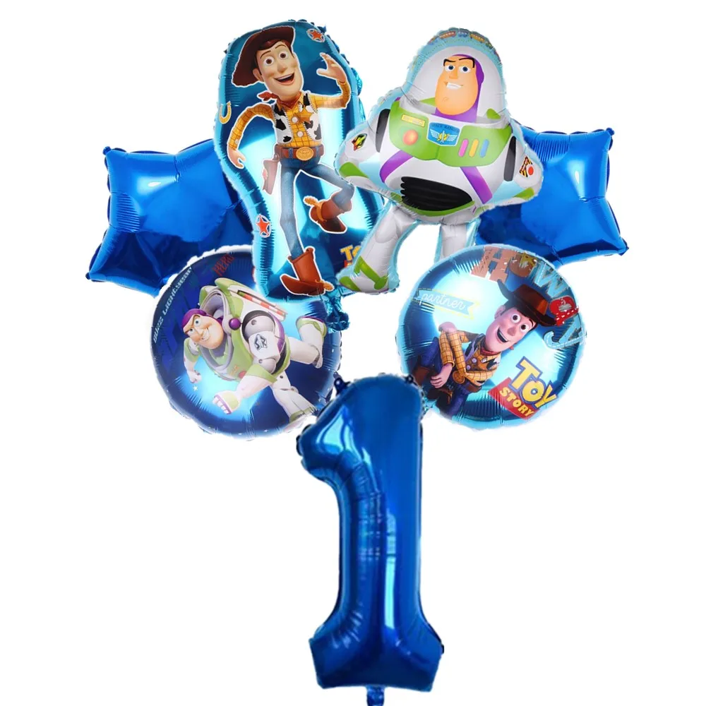 7pcs Toy Story Balloon Cartoon Foil Balloons Woody Buzz Lightyear Birthday Party Decorations Baby Shower Supplies Kids Toys