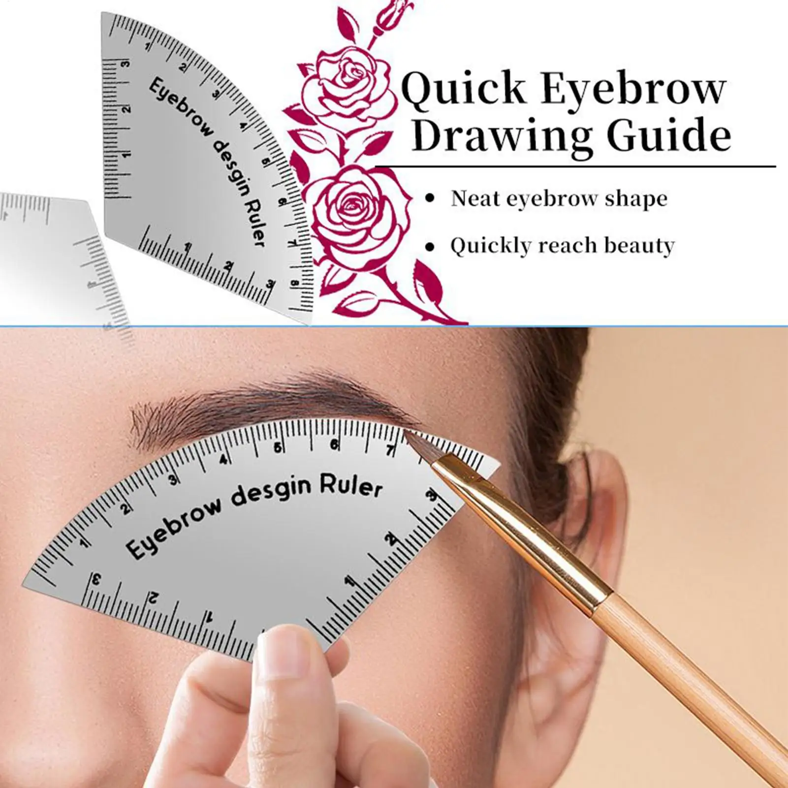 Brow Ruler Fast Drawing Reusable Portable Brow Shaper Eyebrow Design Measuring Stencils for Professional Makeup Travel Commuting