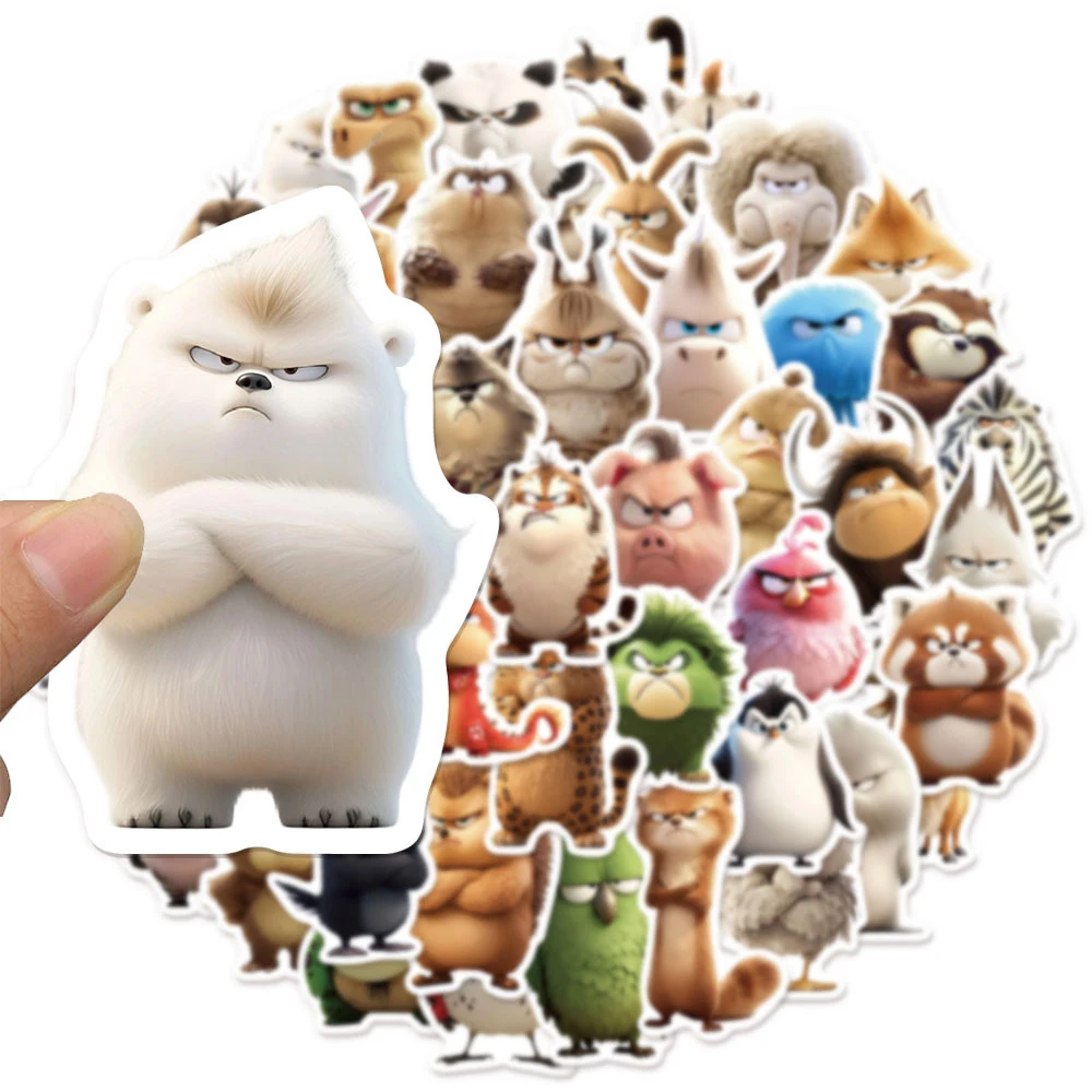 

10/30/50pcs Cute Angry Animal Stickers Funny Cartoon Decals for Kids Toy DIY Suitcase Stationery Phone Guitar Sticker Wholesale