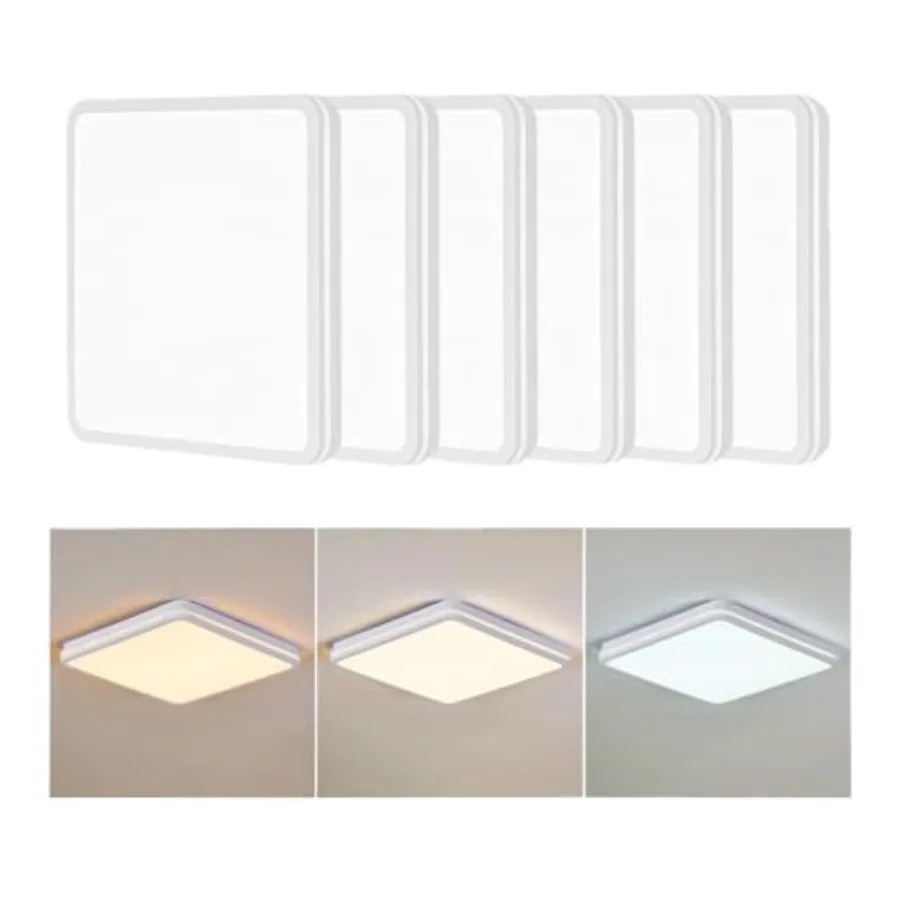 

6PK 12 Inch LED Flush Mount Ceiling Light with Side Light 40W 2520LM 3000K/4000K/6000K CCT Selectable Square LED Ceiling Light