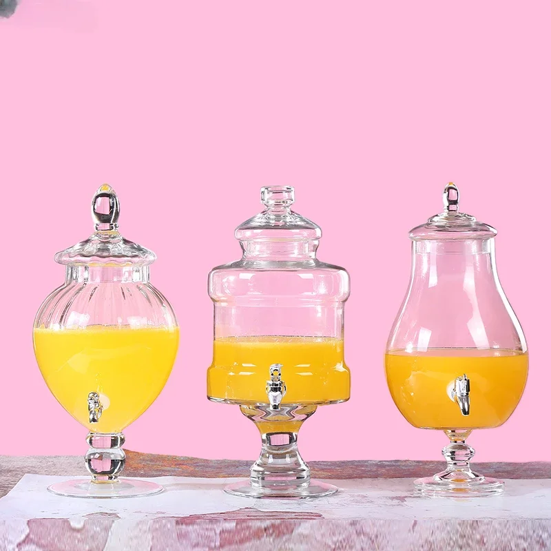 

6/7L Transparent Glass Fruit Juice Tank with Faucet Glass Bottle Beverage Juice Beer Storage Tank Hotel Home Storage Supplies