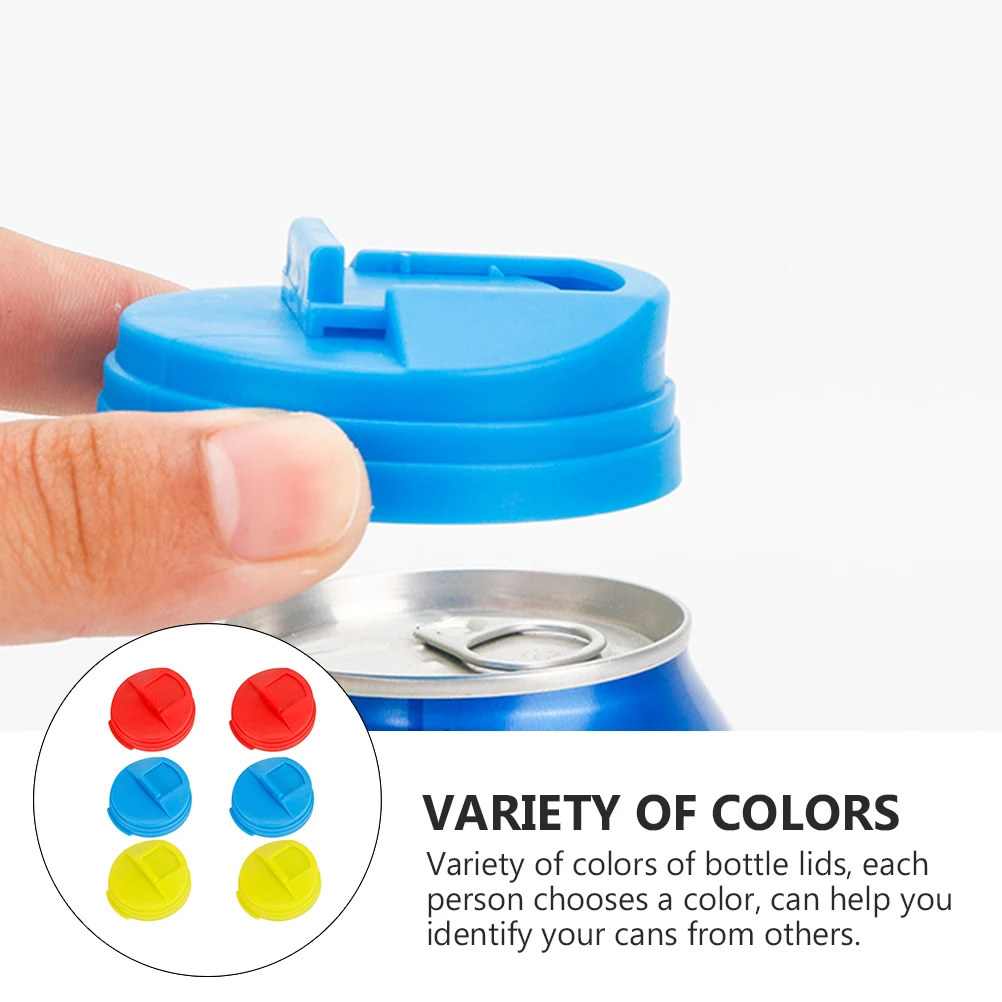 

6 Pcs Sealing Cap Can Lid Covers for Soda Straw Drinks Sip Beverage Tops Sealer Lids