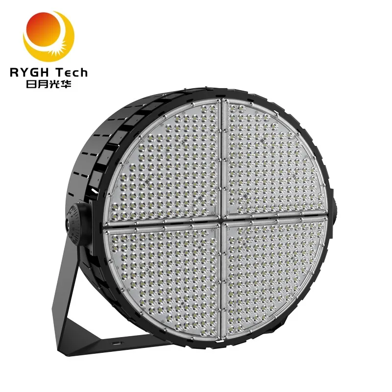 Round  Gloss IP65 Waterproof and Dustproof 1200W LED Aluminum  Bright 160-170LM/W Outdoor Stadium Lighting