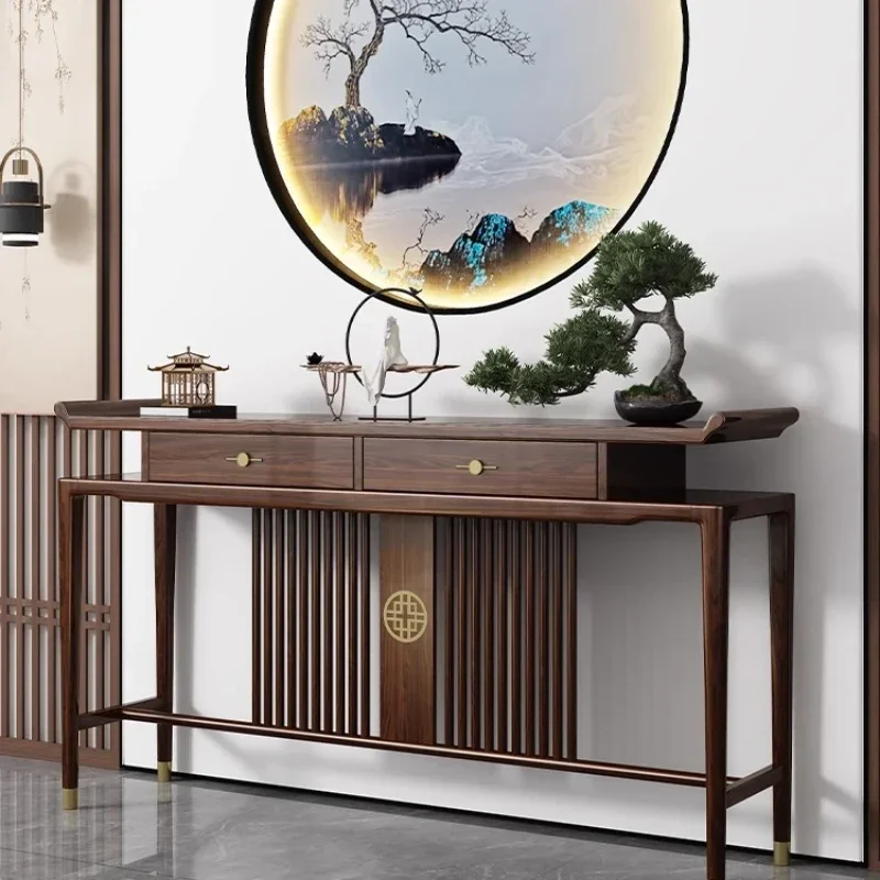 JJJJNew Chinese-style Porch Table Table Case Zhongtang Ebony Wood Entry Against The Wall Living Room Table Case