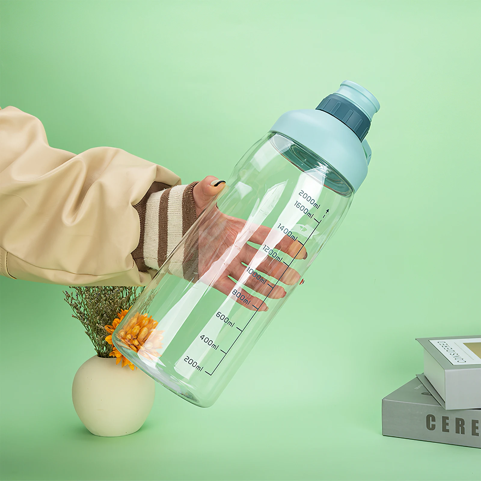 

Large Capacity Water Bottle for Fitness Portable Sports Jug Measurements Durable PP Material Suitable Gym School Daily