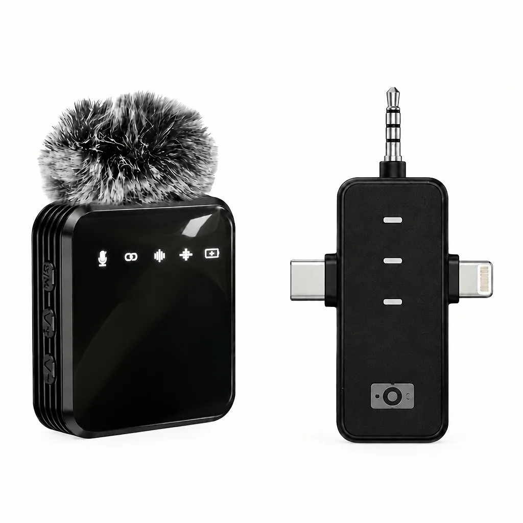 Professional Lavalier Microphone With Intelligent Noise Cancellation, 360° Omnidirectional Condenser, 2-in-1 Lapel Mic With Wind