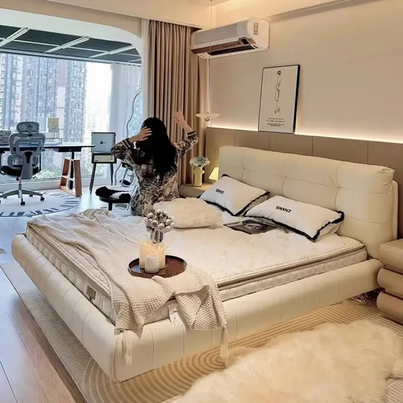 Normal Nordic Double Bed Couples Style Elegant Adults Frame Double Bed Adults Modern Wooden Cama Matrimonial Furniture For Home