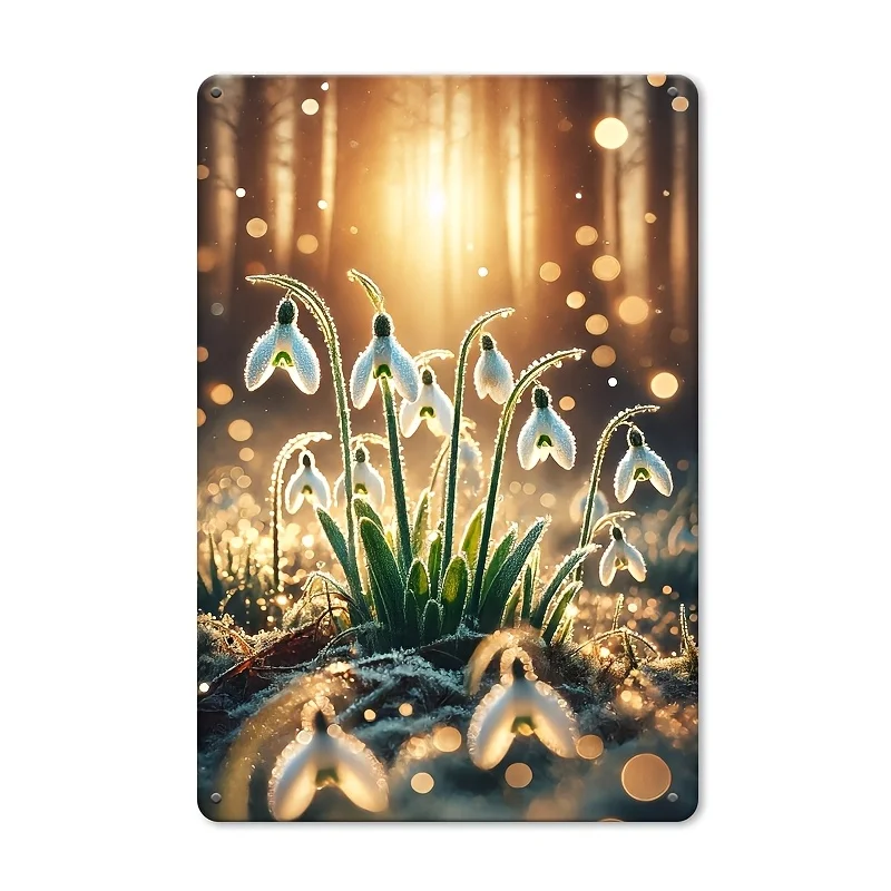 قطعة واحدة من لافتة معدنية عتيقة - "قطرات الثلج" - مثالية للمنزل والمقهى وغرفة النوم - لوحة زخرفية عتيقة مقاومة للماء