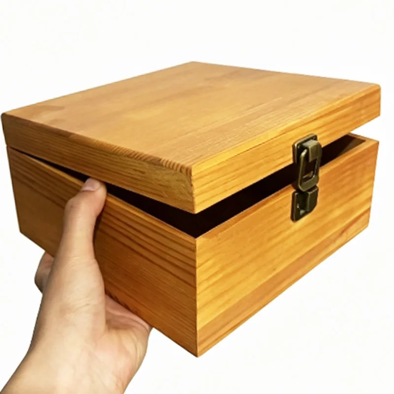 Wooden Storage Box  Treasure Chest Lock Vintage Jewelry Organizer Box Lock Storage Jewel Box Decor Crafts Art Home Decoratio Gif